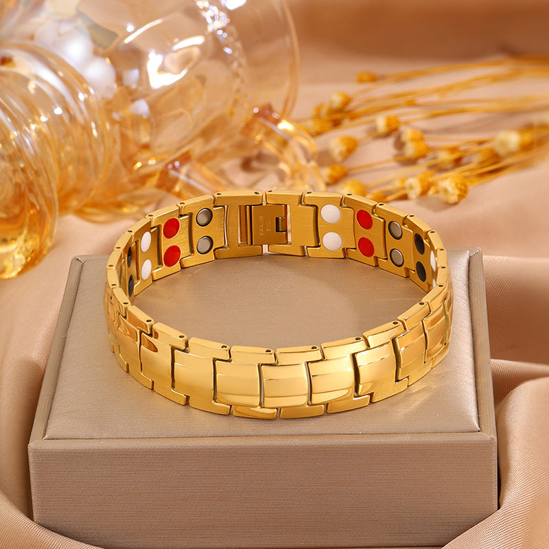 Magnetic Titanium Steel Health Bracelet for Men - Wellness Energy Adjustable Link Bracelet