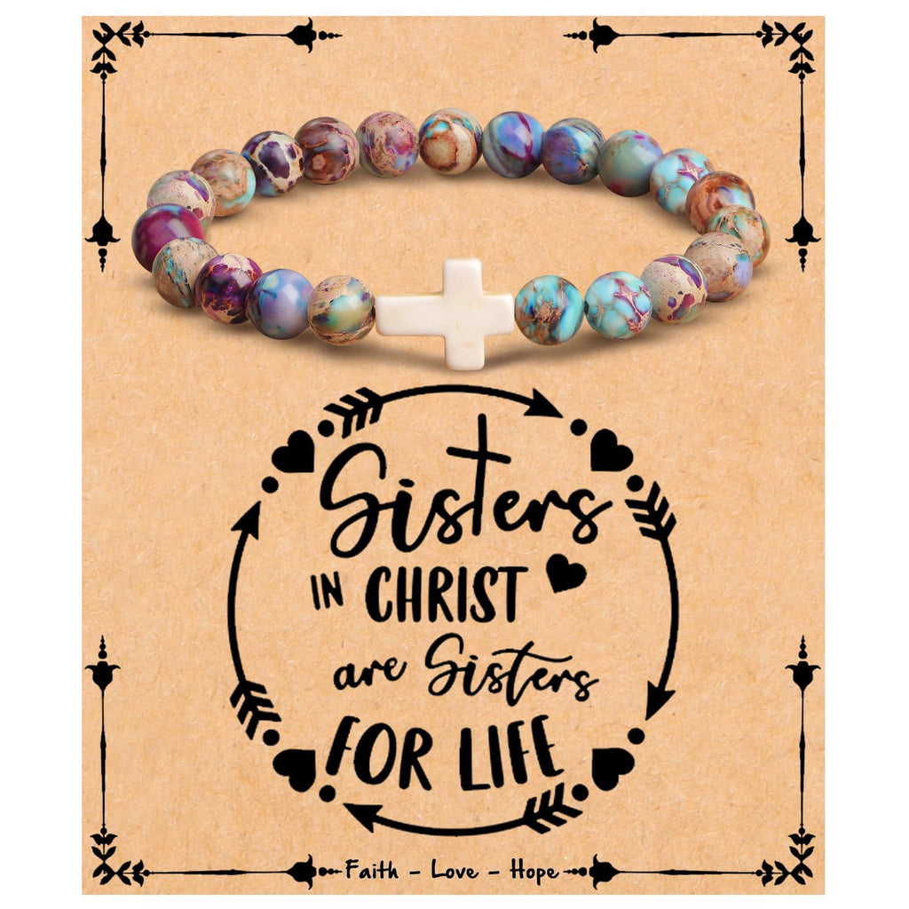 Emperor Stone Cross Bracelet - Faith Love Hope Inspirational Gift for Women & Men