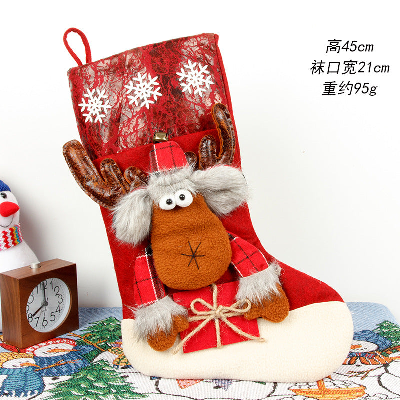 Christmas Decoration Gift Socks Fabric Santa Claus Gift Bag Snowman Reindeer Decorative Socks Christmas Socks