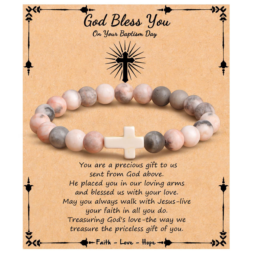 Emperor Stone Cross Bracelet - Faith Love Hope Inspirational Gift for Women & Men