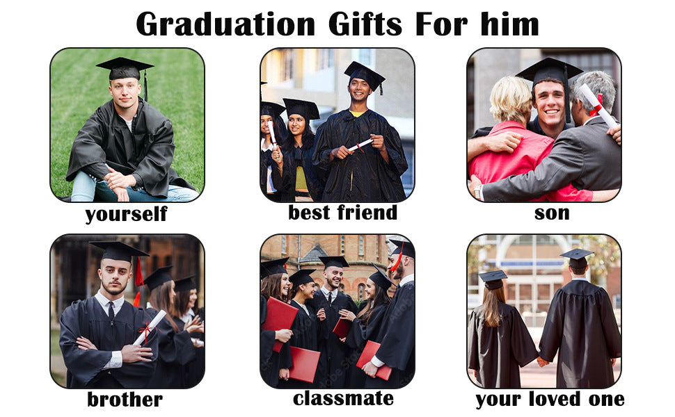 The Adventure Begins" Graduation Bracelet for Men - Tiger's Eye & Lava Stone Bead Bracelet, Gift for Grads