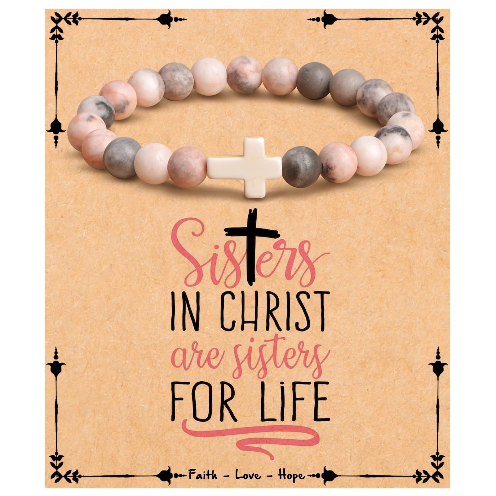 Emperor Stone Cross Bracelet - Faith Love Hope Inspirational Gift for Women & Men