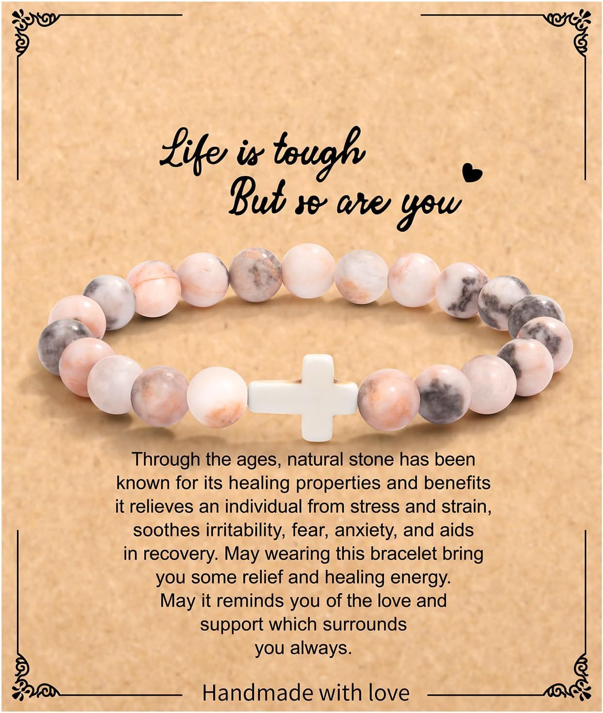 Emperor Stone Cross Bracelet - Faith Love Hope Inspirational Gift for Women & Men