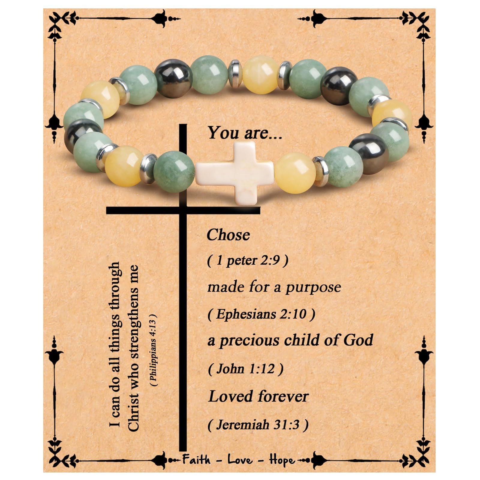 Emperor Stone Cross Bracelet - Faith Love Hope Inspirational Gift for Women & Men