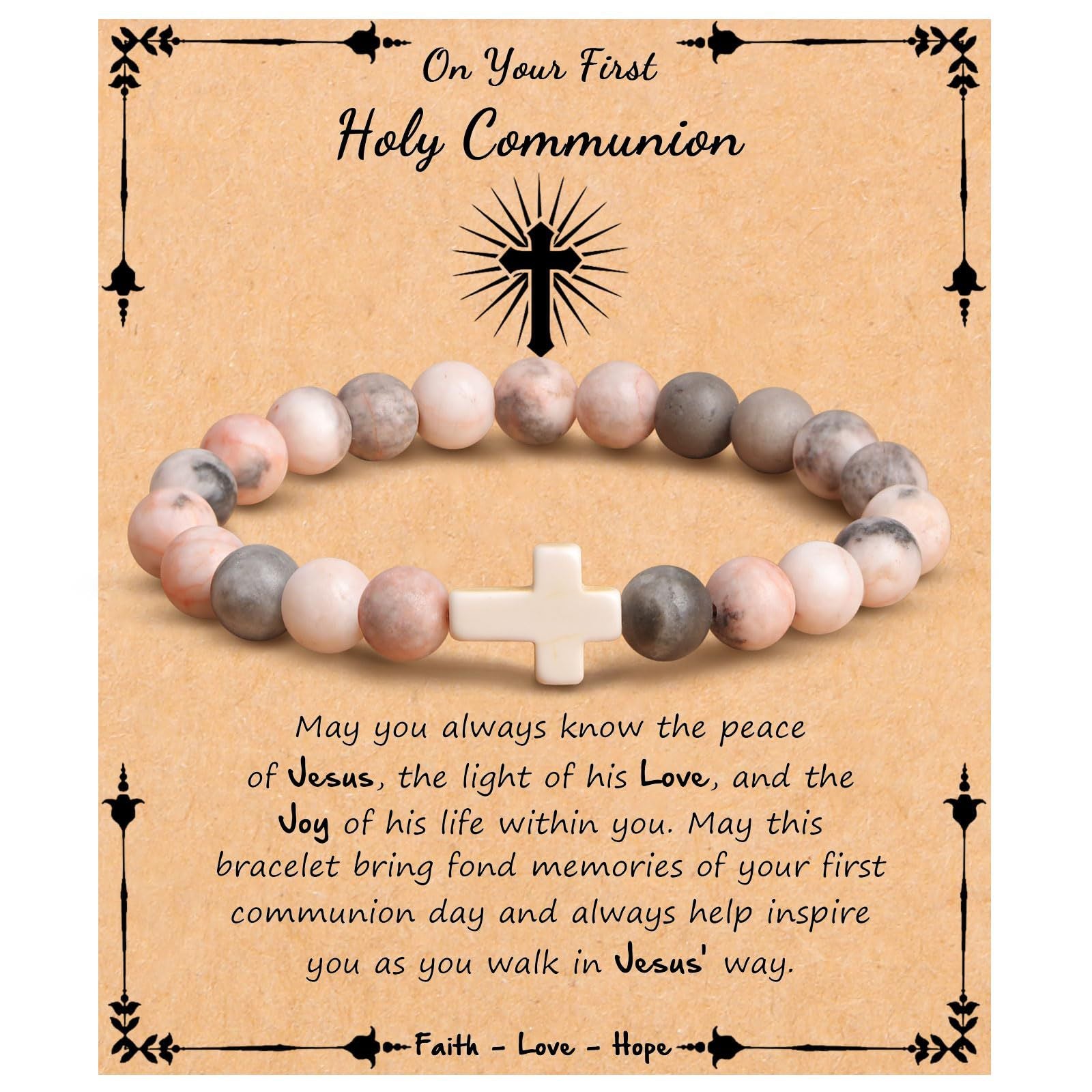 Emperor Stone Cross Bracelet - Faith Love Hope Inspirational Gift for Women & Men