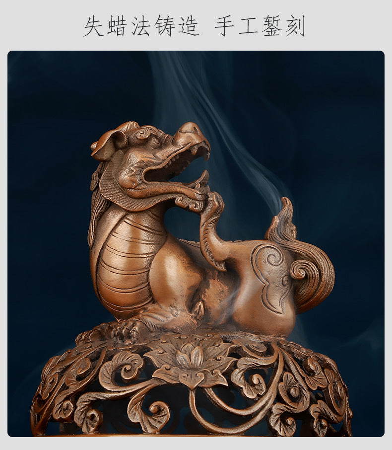 Copper Ming Dynasty Lion Incense Burner for Home Office Antique Xuande Incense Burner Incense Aromatherapy Burner Indoor Household Incense Burner