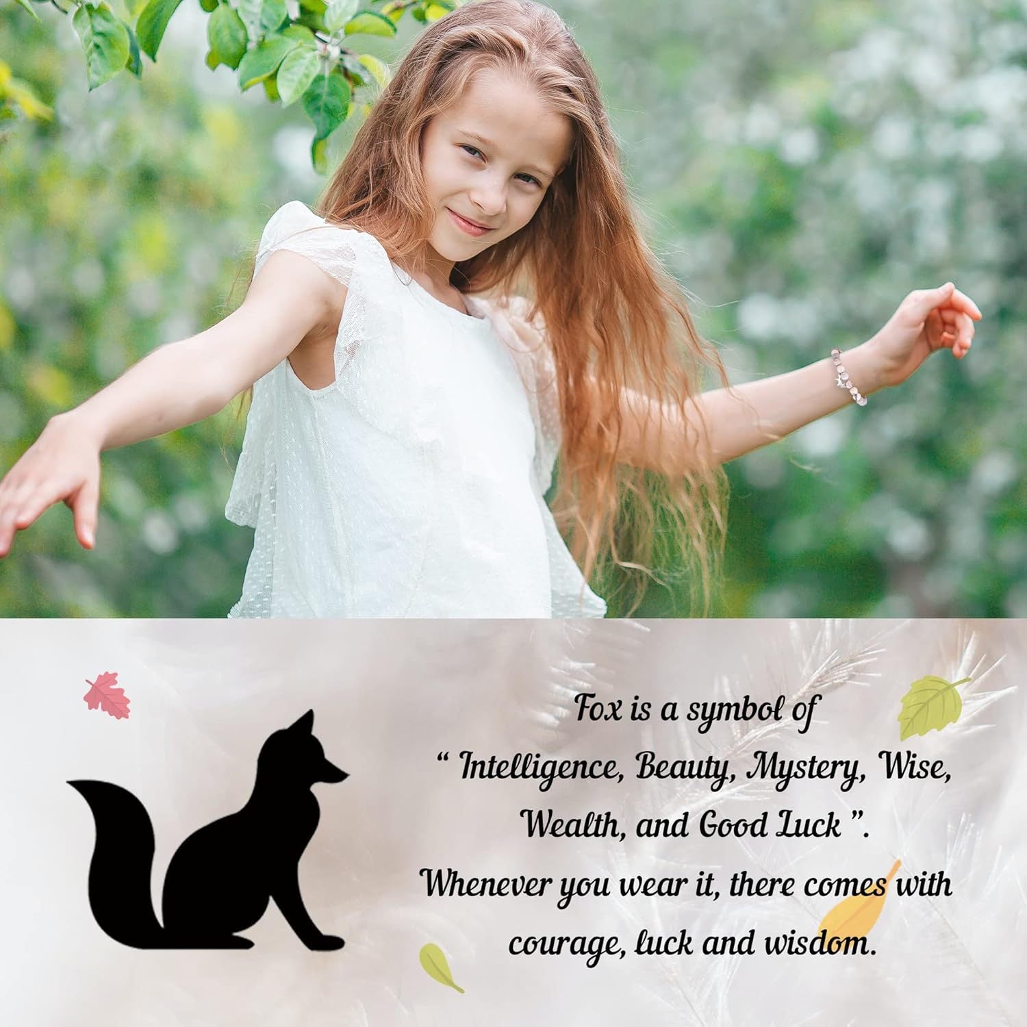 Fox Girl Charm Bracelet - Green Chrysoprase & Pink Zebra Stone Beaded Bracelet, Talisman for the Brave & Sweet