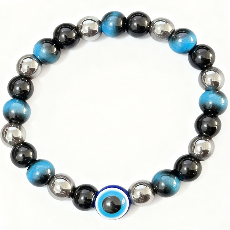 Evil Eye & Blue Tiger Eye Protection Bracelet - Nazar Talisman for Clarity, Wealth & Warding Off Negative Energy