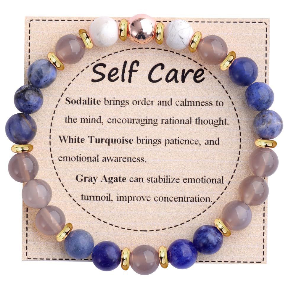 Strength" Triple Gemstone Bracelet - Amethyst, Aquamarine & Citrine Energy Bracelet for Women, Motivational Adjustable Gift
