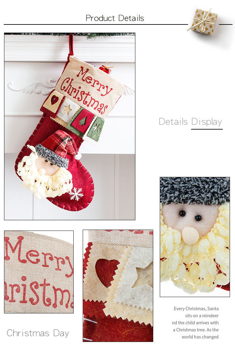 Christmas Decoration Gift Socks Fabric Santa Claus Gift Bag Snowman Reindeer Decorative Socks Christmas Socks