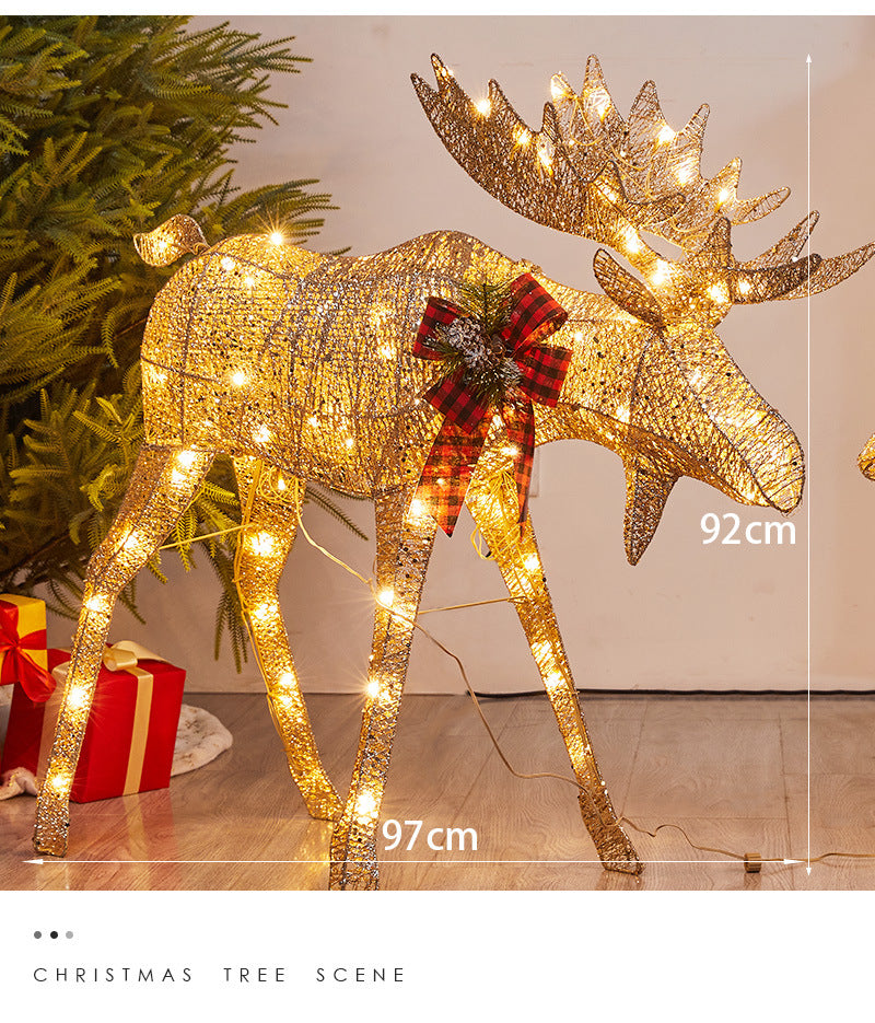 Amazon New Christmas Reindeer Glowing Iron Art Reindeer Ornament Christmas Tree Reindeer Decoration Ornament