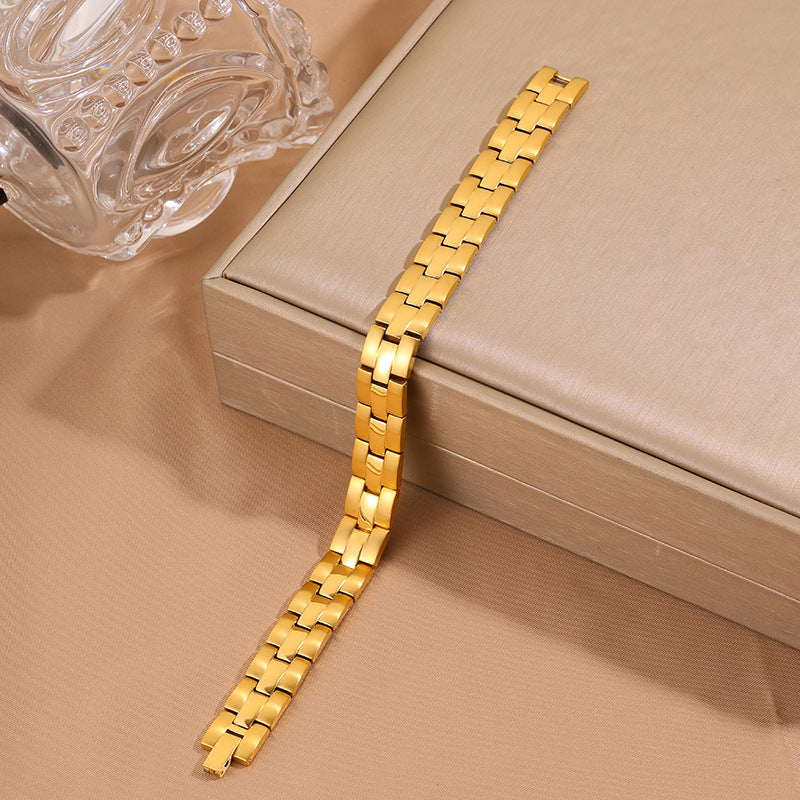 Magnetic Titanium Steel Health Bracelet for Men - Wellness Energy Adjustable Link Bracelet