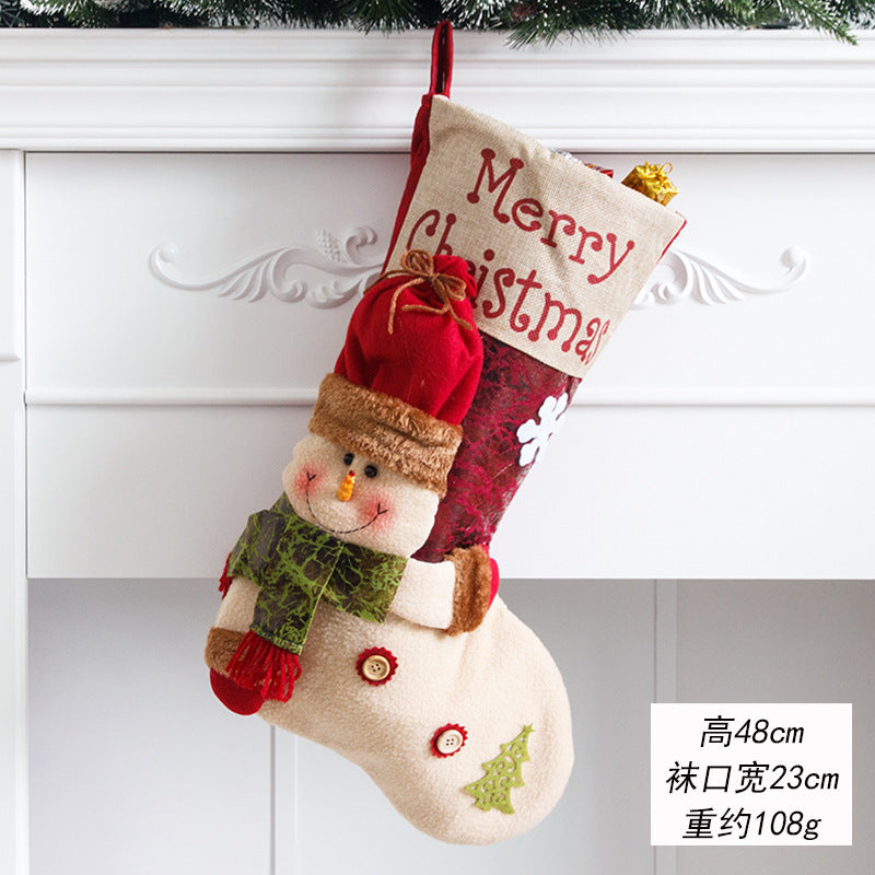 Christmas Decoration Gift Socks Fabric Santa Claus Gift Bag Snowman Reindeer Decorative Socks Christmas Socks
