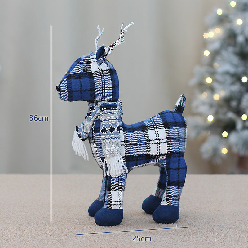 Christmas Decoration Standing Reindeer Figurine Desktop Ornament Window Display Christmas Fabric Deer Doll Decoration