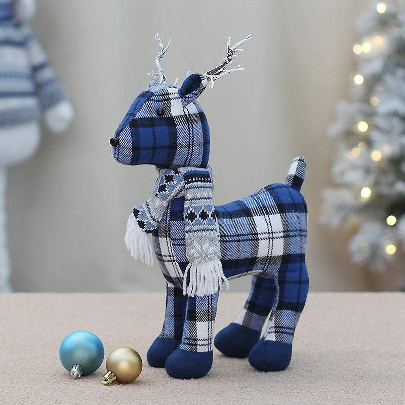 Christmas Decoration Standing Reindeer Figurine Desktop Ornament Window Display Christmas Fabric Deer Doll Decoration