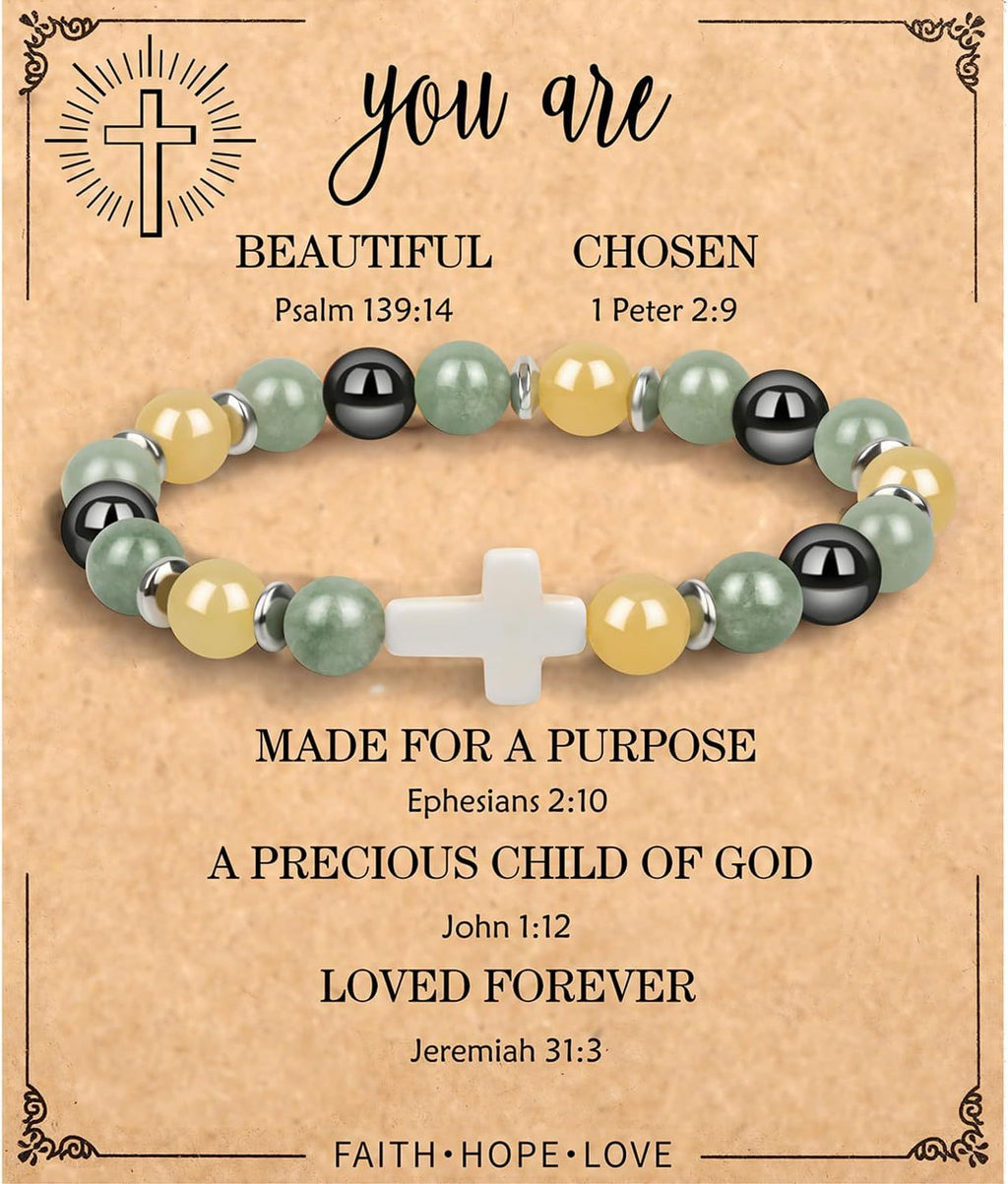 Emperor Stone Cross Bracelet - Faith Love Hope Inspirational Gift for Women & Men