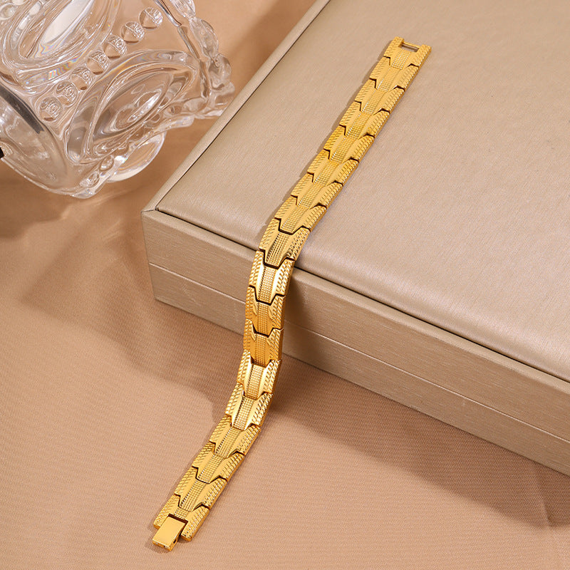 Magnetic Titanium Steel Health Bracelet for Men - Wellness Energy Adjustable Link Bracelet