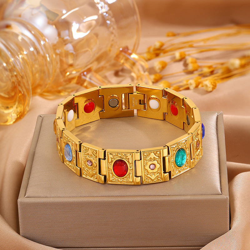 Magnetic Titanium Steel Health Bracelet for Men - Wellness Energy Adjustable Link Bracelet