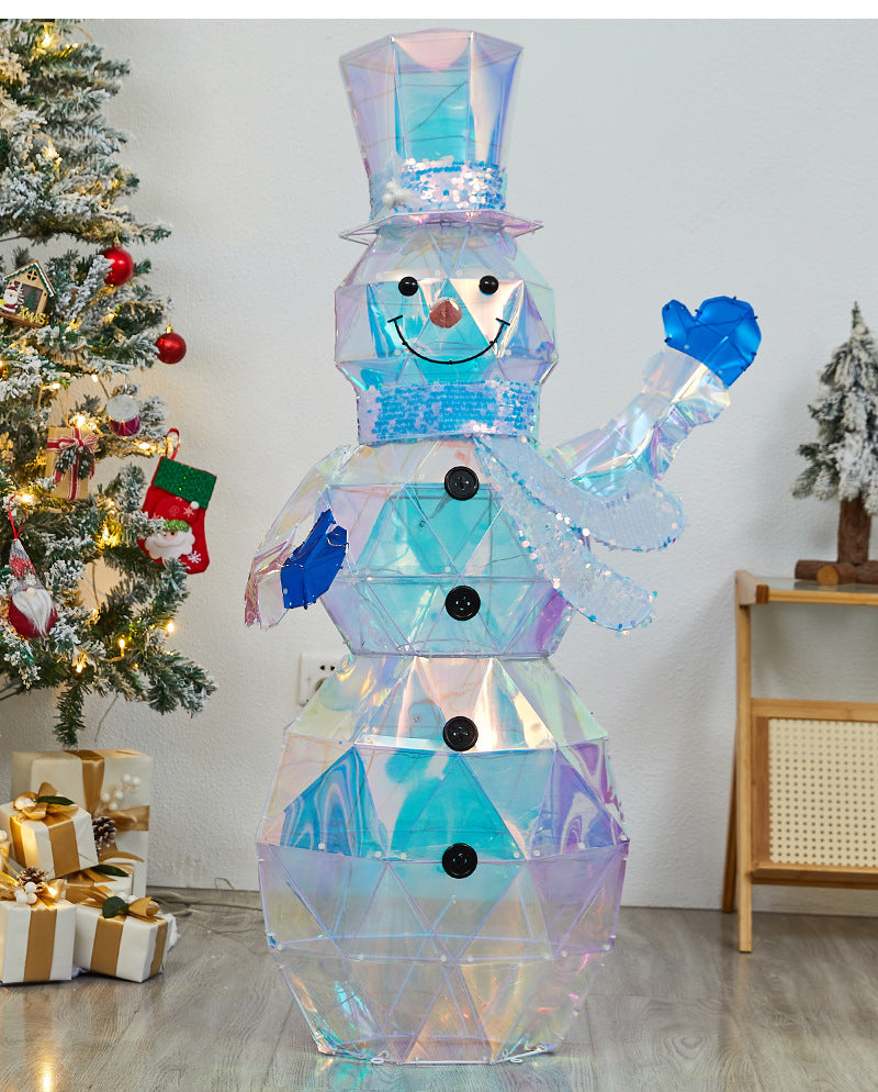 Christmas Colorful Glowing Iron Art Reindeer with Lights Snowman Mall Hotel Scene Decoration Christmas Reindeer Ornament