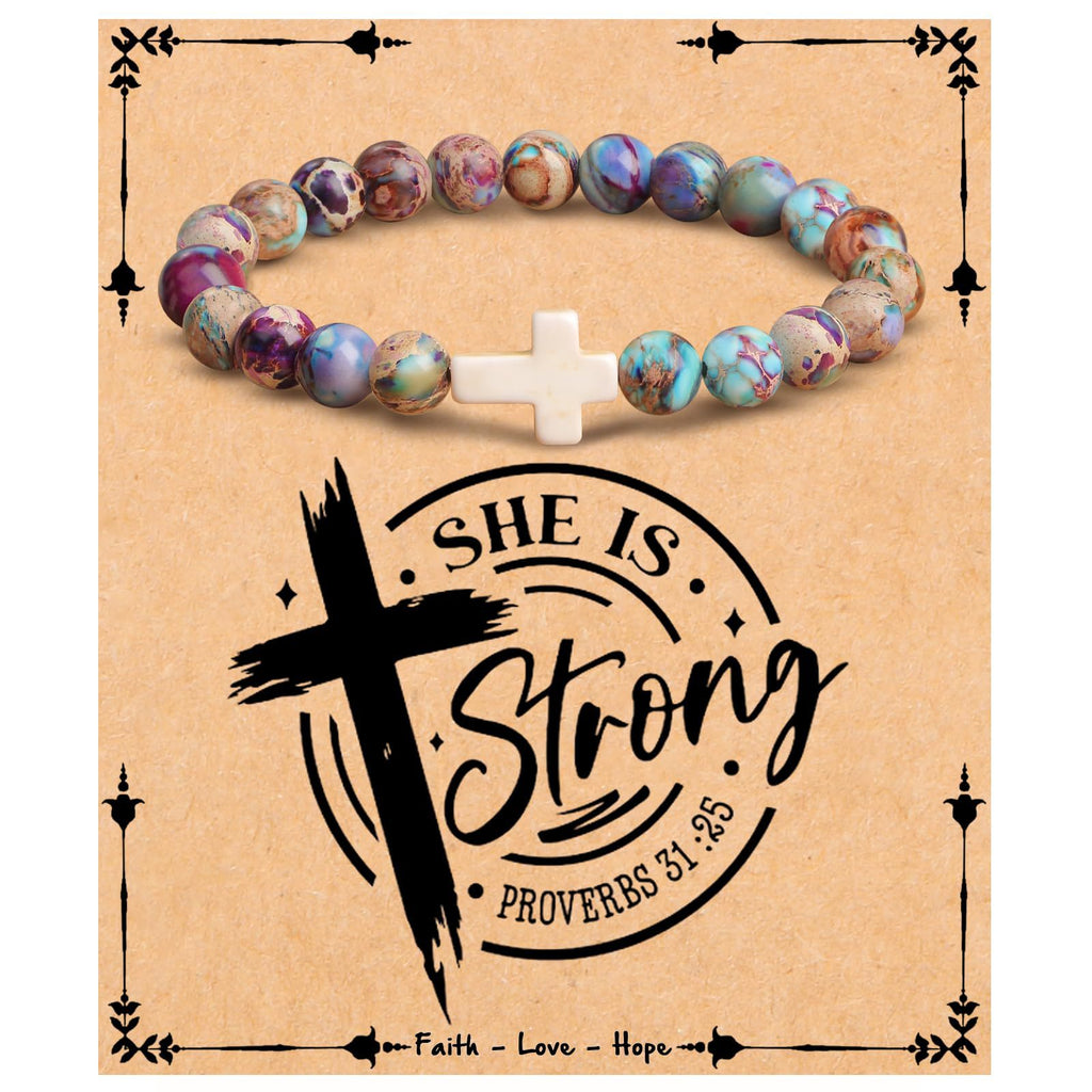Emperor Stone Cross Bracelet - Faith Love Hope Inspirational Gift for Women & Men
