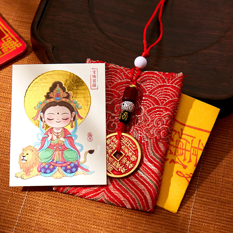 Putuo Mountain Annual Blessing Set - Personalized Zodiac Buddha & 8 Guardians Talisman, Protection for Ben Ming Nian (Birth Year)