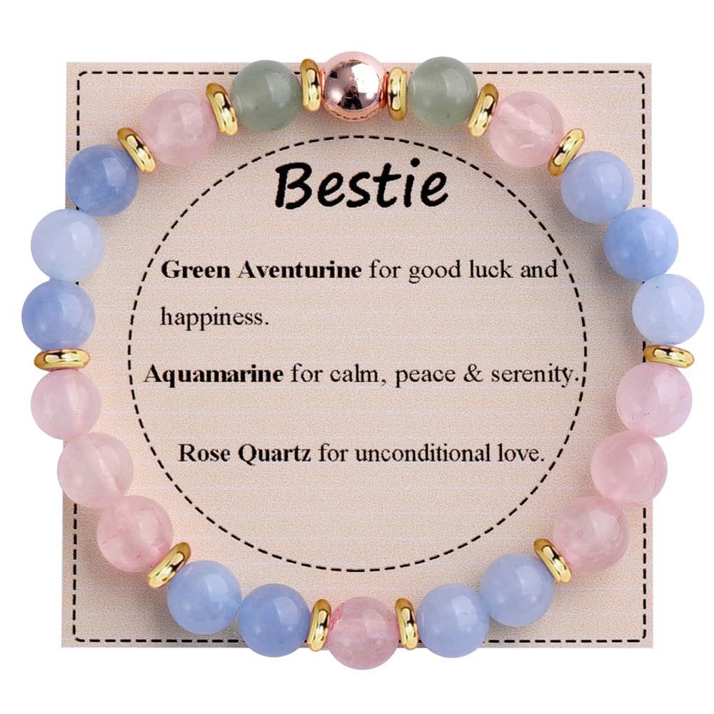 Strength" Triple Gemstone Bracelet - Amethyst, Aquamarine & Citrine Energy Bracelet for Women, Motivational Adjustable Gift