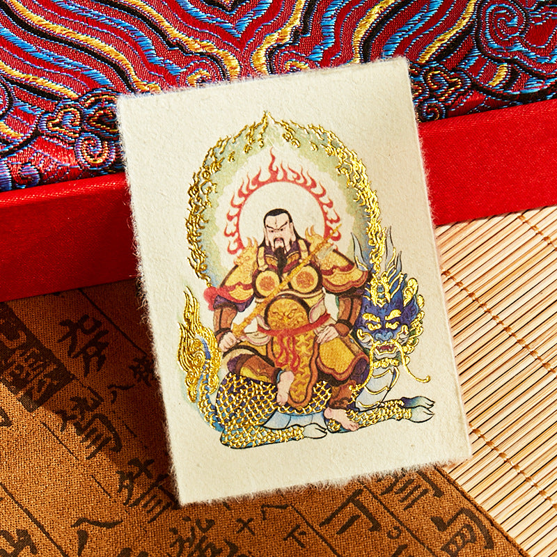 Taoist Temple Blessing Sticker - Gold Foil Guardian Deity Phone Skin, Elegant Spiritual Protection for Digital Life