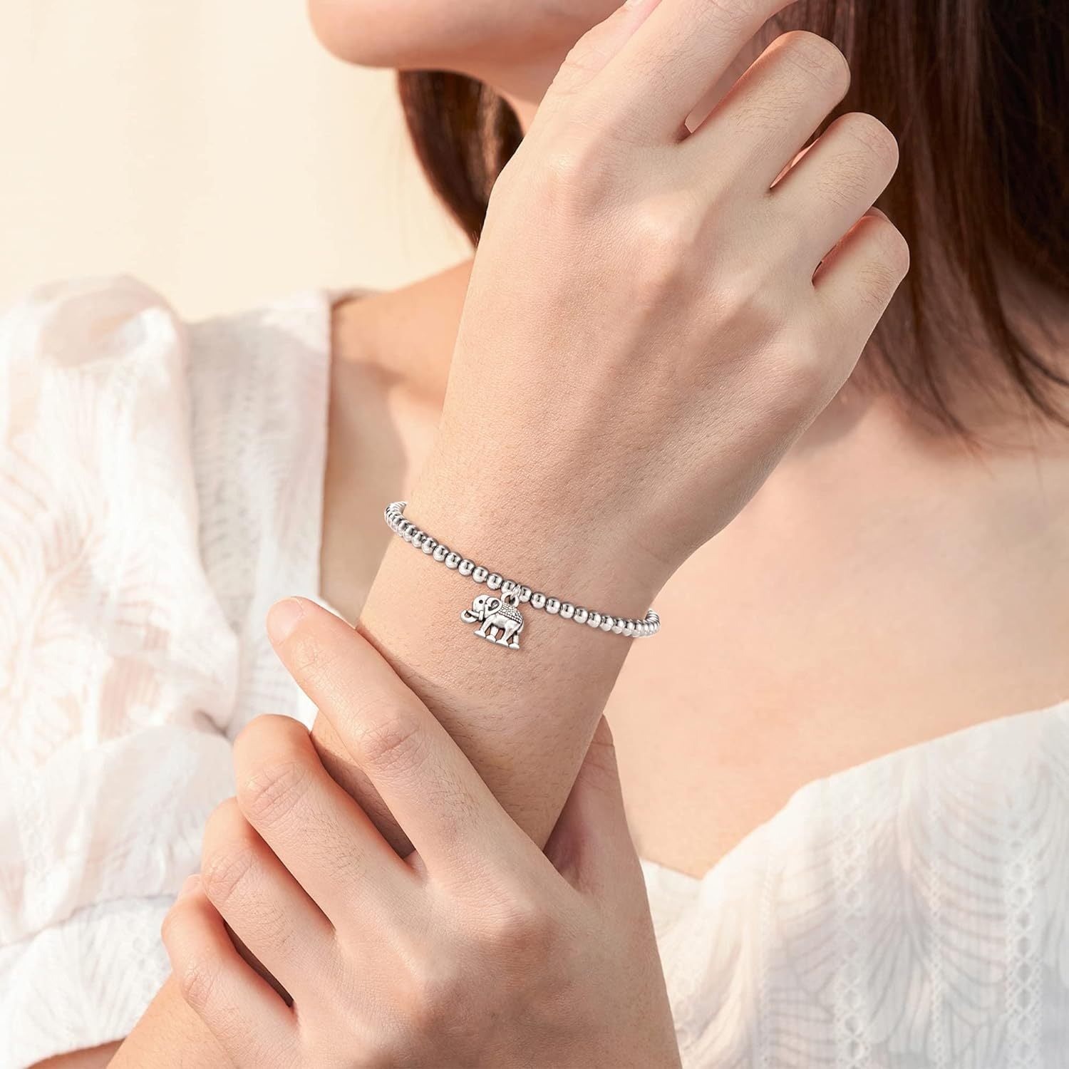 Bee, Elephant & Ladybug Charm Bracelet - Sterling Silver Plated Inspirational Gift for Women