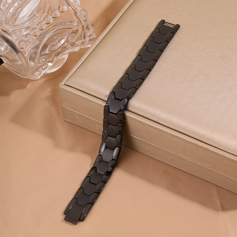 Magnetic Titanium Steel Health Bracelet for Men - Wellness Energy Adjustable Link Bracelet