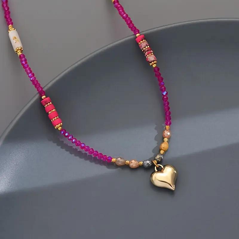 Sweet Frequency" Rose Quartz Necklace with Gold Heart Pendant - Bohemian Chakra Crystal Jewelry for Women