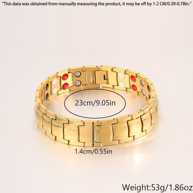 Magnetic Titanium Steel Health Bracelet for Men - Wellness Energy Adjustable Link Bracelet