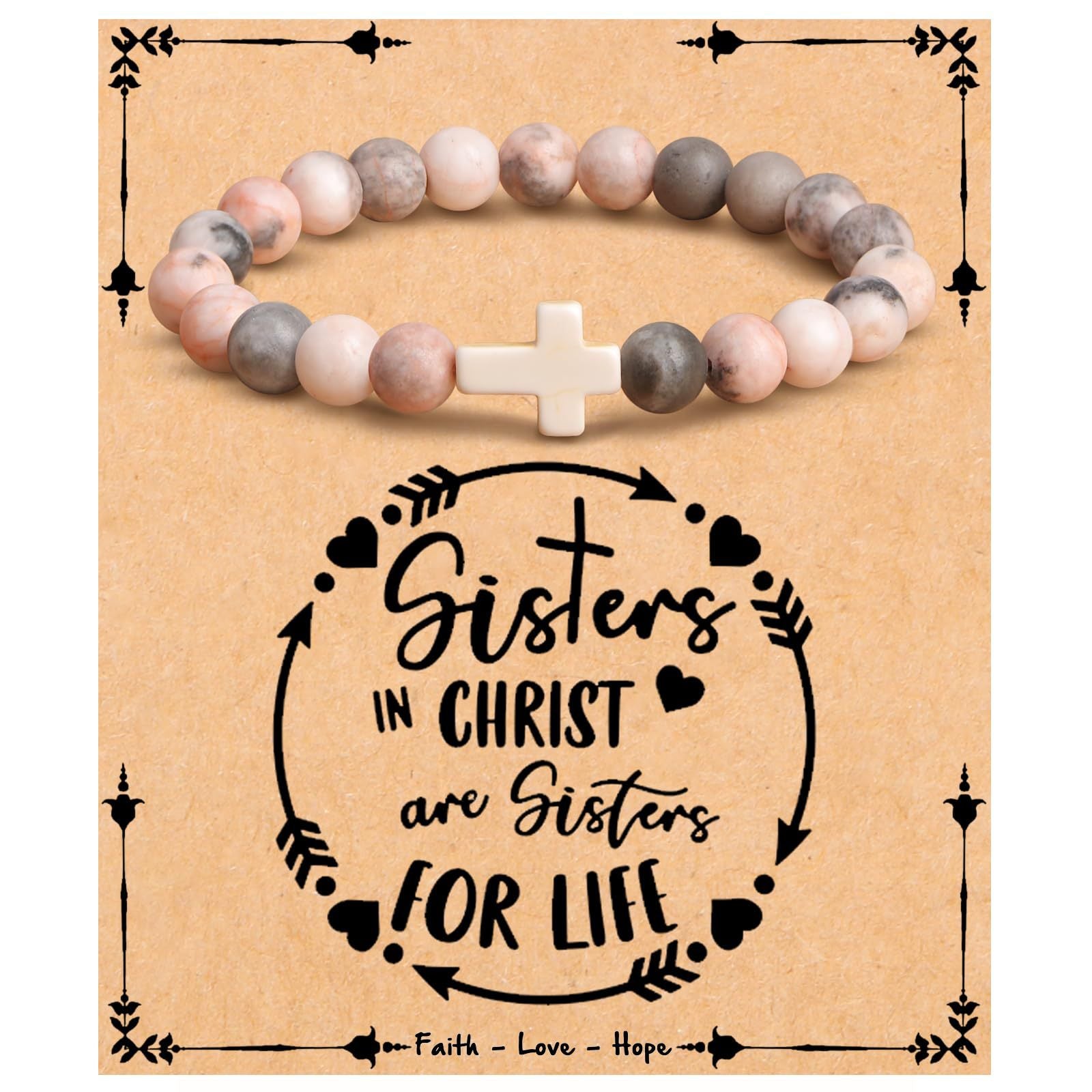 Emperor Stone Cross Bracelet - Faith Love Hope Inspirational Gift for Women & Men
