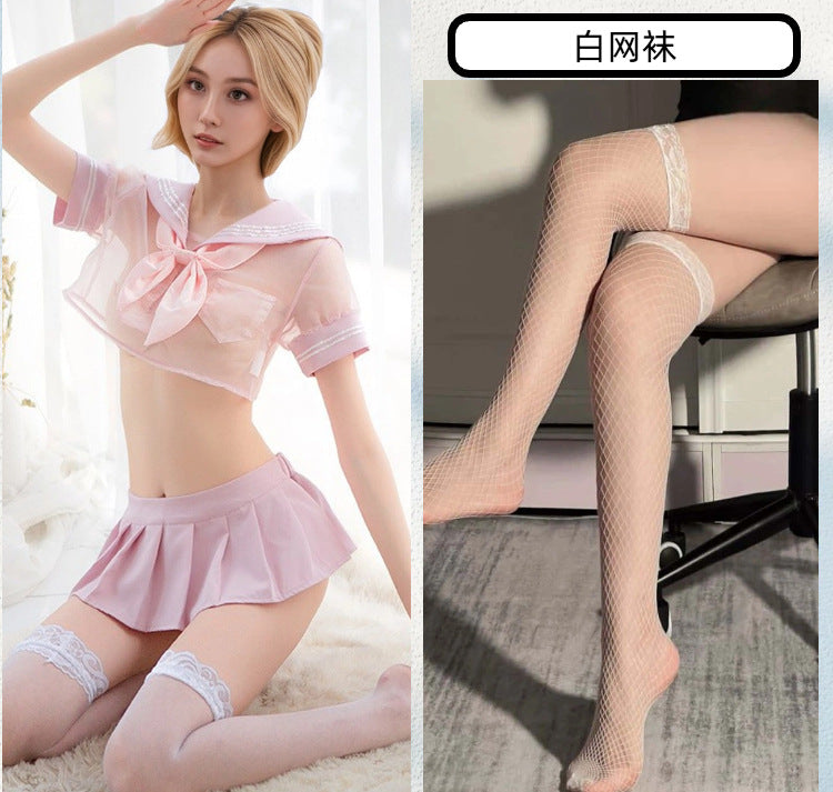 Sexy Lingerie Sexy Student Uniform Sailor Suit Short Skirt Transparent Set Temptation Cute College Style Fun 
