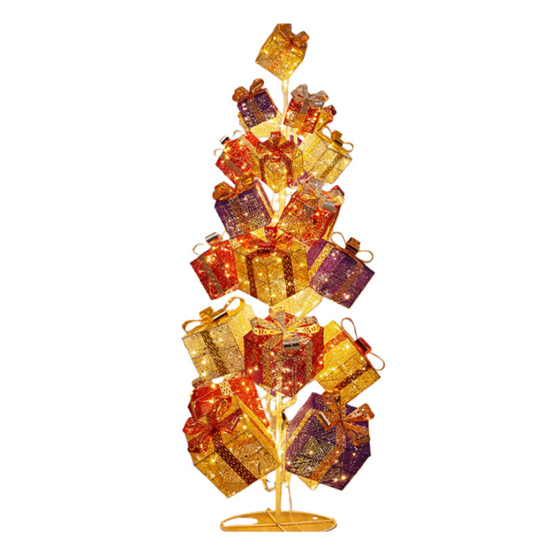 Amazon New Product Christmas Tree Decorations Glowing Gift Box Tree Store Window Display Christmas Reindeer Ornament