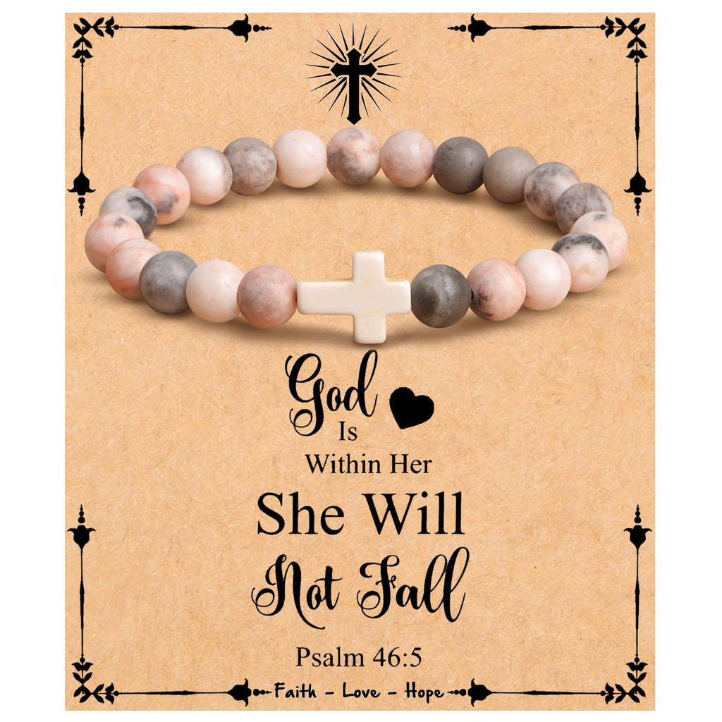 Emperor Stone Cross Bracelet - Faith Love Hope Inspirational Gift for Women & Men