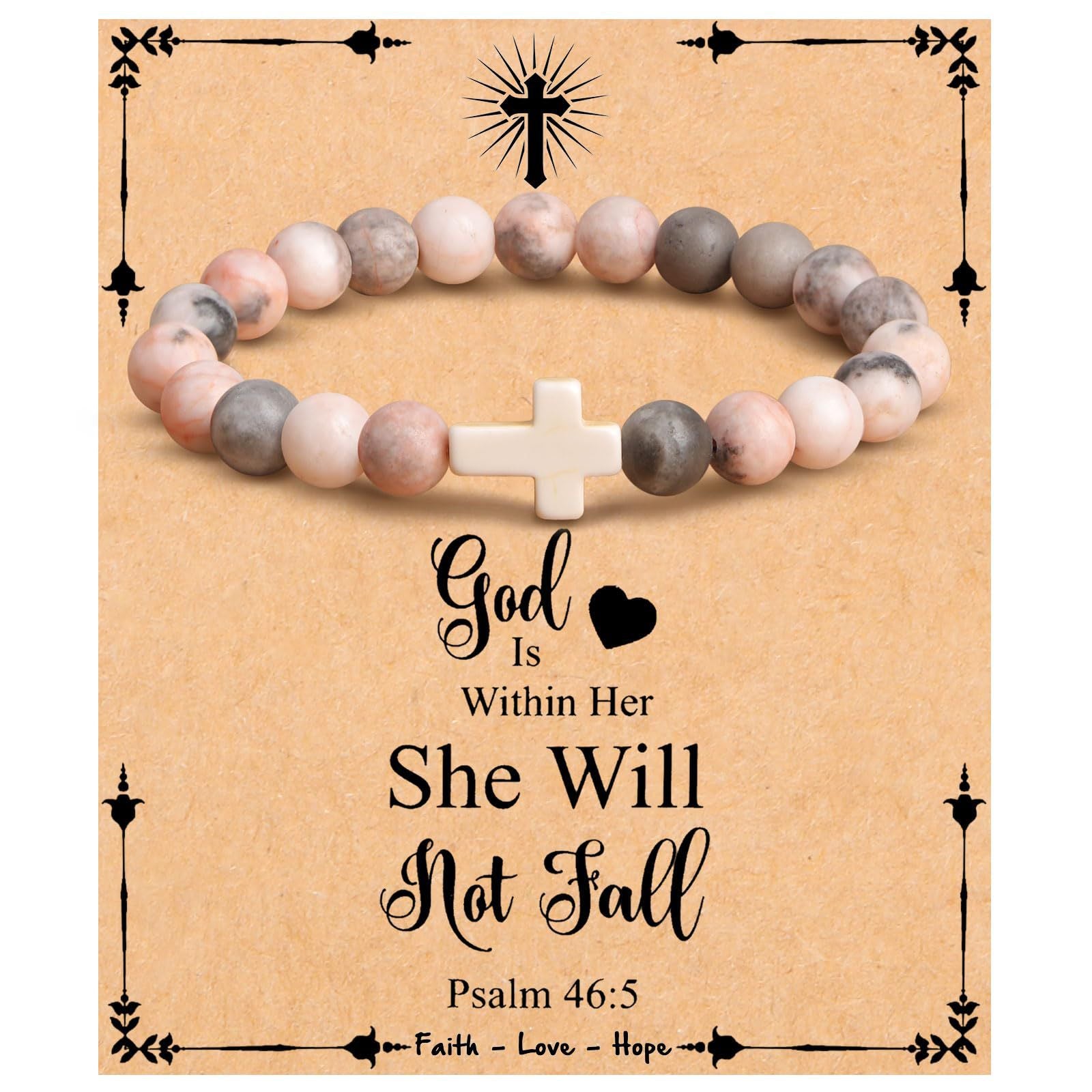 Emperor Stone Cross Bracelet - Faith Love Hope Inspirational Gift for Women & Men