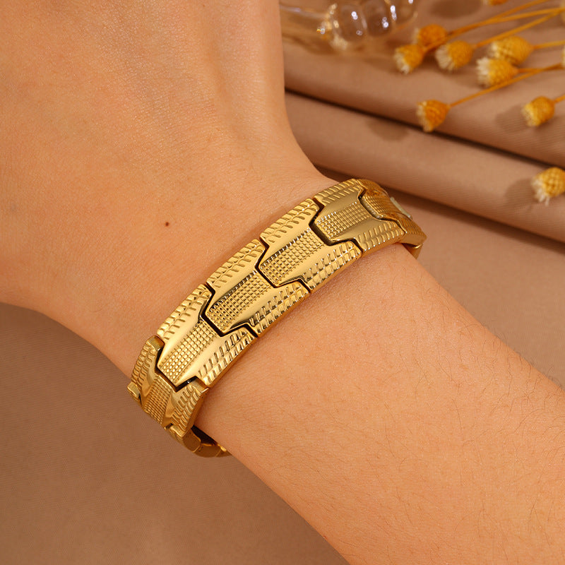 Magnetic Titanium Steel Health Bracelet for Men - Wellness Energy Adjustable Link Bracelet