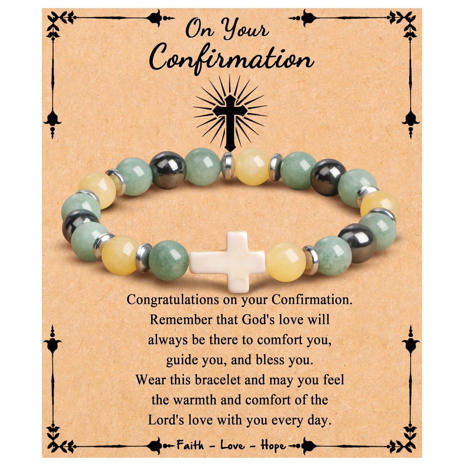 Emperor Stone Cross Bracelet - Faith Love Hope Inspirational Gift for Women & Men