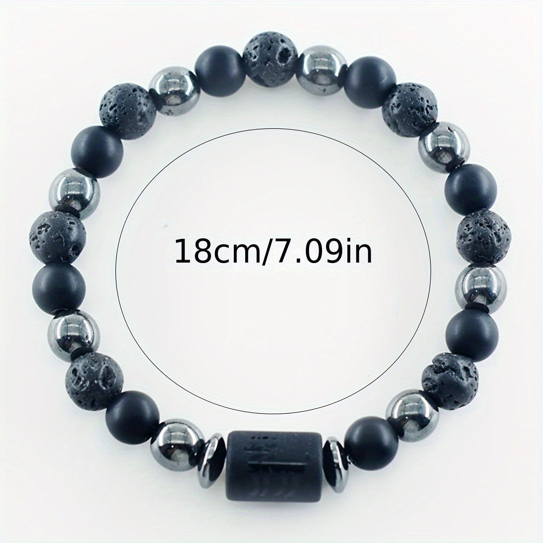 12 Zodiac Signs Bracelets Set for Men - Black Obsidian Lava Stone Elastic Beads Astrology Collection