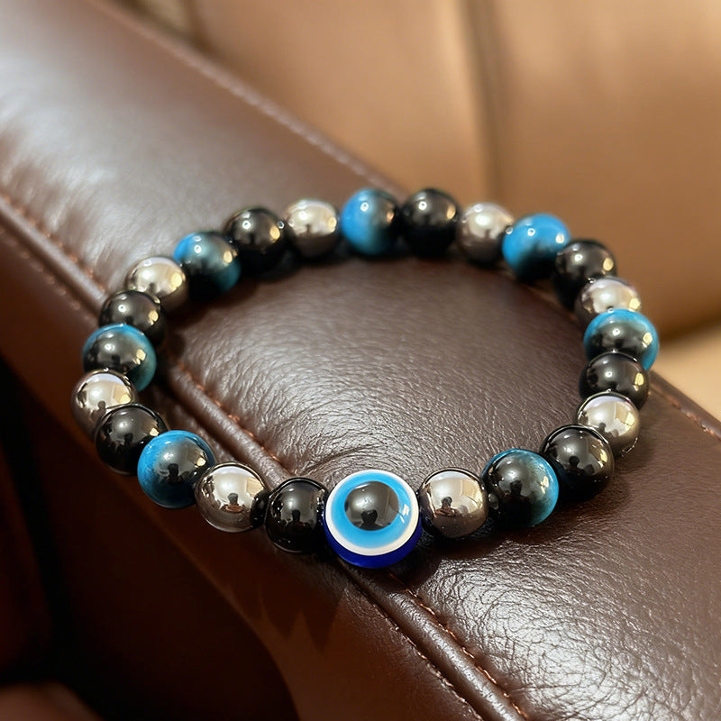 Evil Eye & Blue Tiger Eye Protection Bracelet - Nazar Talisman for Clarity, Wealth & Warding Off Negative Energy