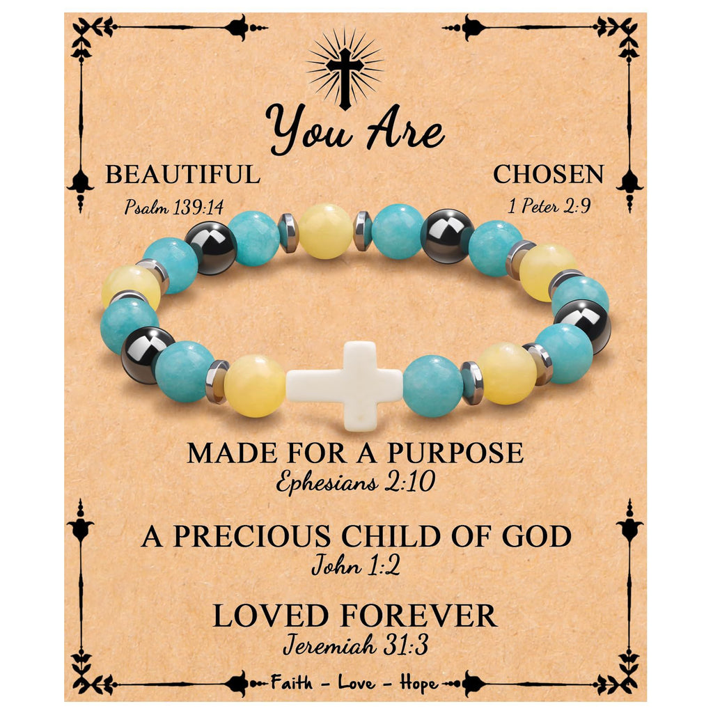Emperor Stone Cross Bracelet - Faith Love Hope Inspirational Gift for Women & Men