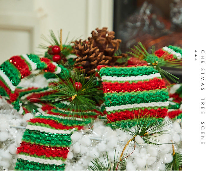 Christmas Decoration Iron Art Gift Box with Lights, Three-Piece Set Gift Box for Under the Christmas Tree Decoration