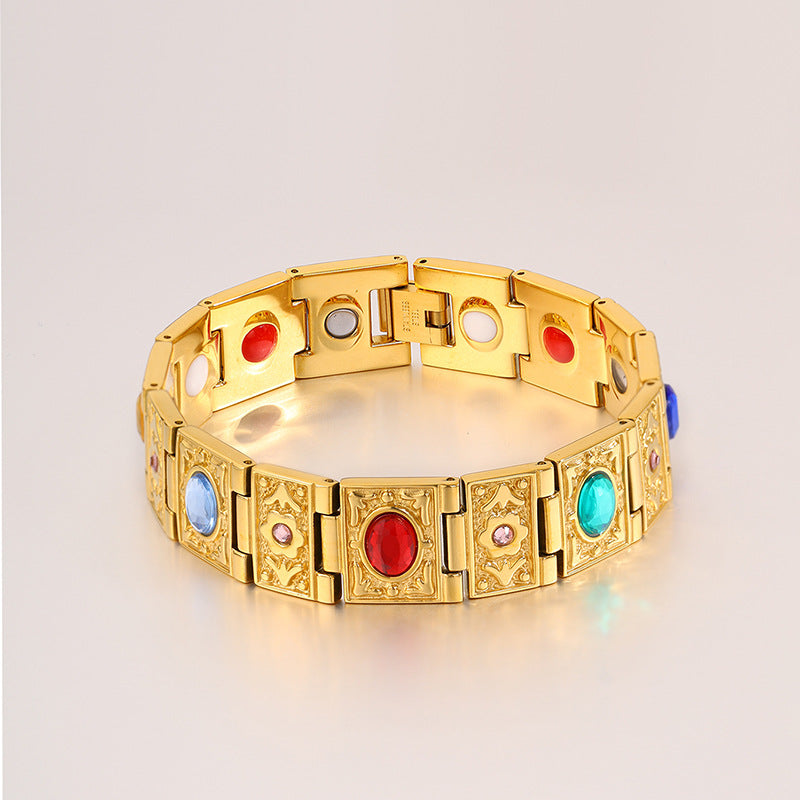 Magnetic Titanium Steel Health Bracelet for Men - Wellness Energy Adjustable Link Bracelet