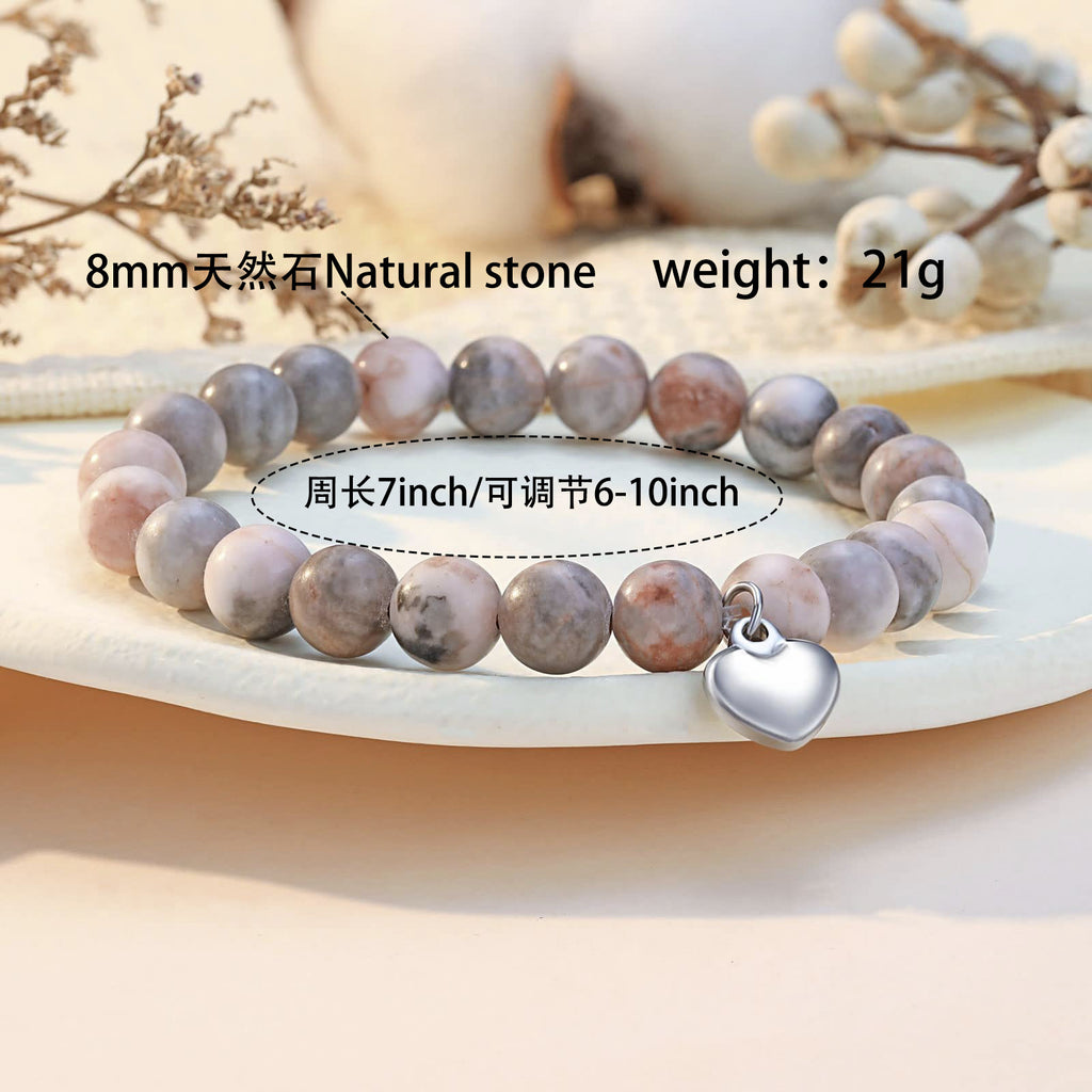 5-in-1 Energy Balance Bracelet - Amethyst, Obsidian, Lava Stone, Pink Zebra & Rhodochrosite Beaded Bracelet for Women