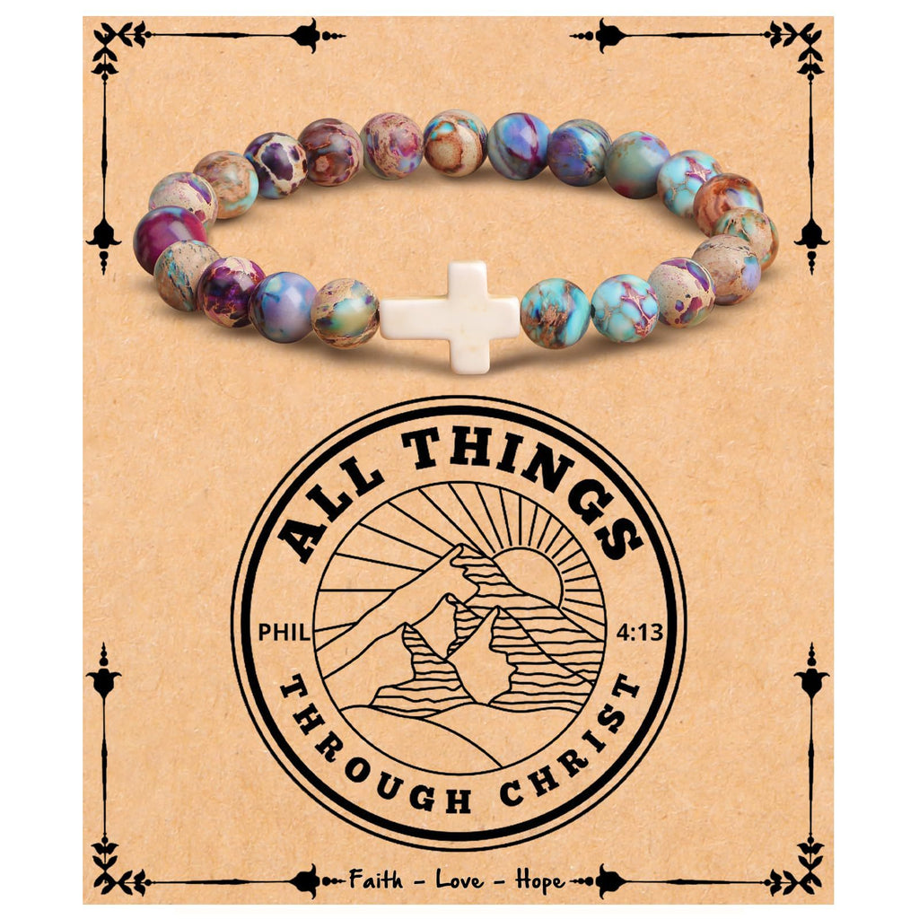 Emperor Stone Cross Bracelet - Faith Love Hope Inspirational Gift for Women & Men