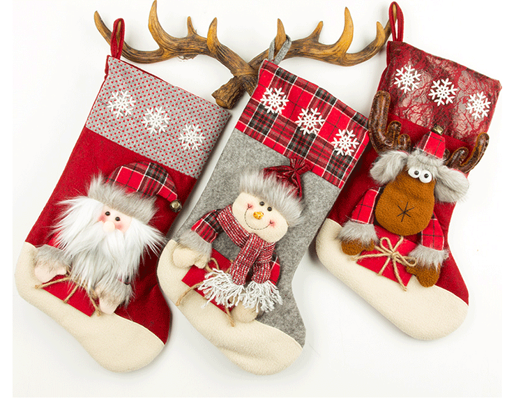 Christmas Decoration Gift Socks Fabric Santa Claus Gift Bag Snowman Reindeer Decorative Socks Christmas Socks