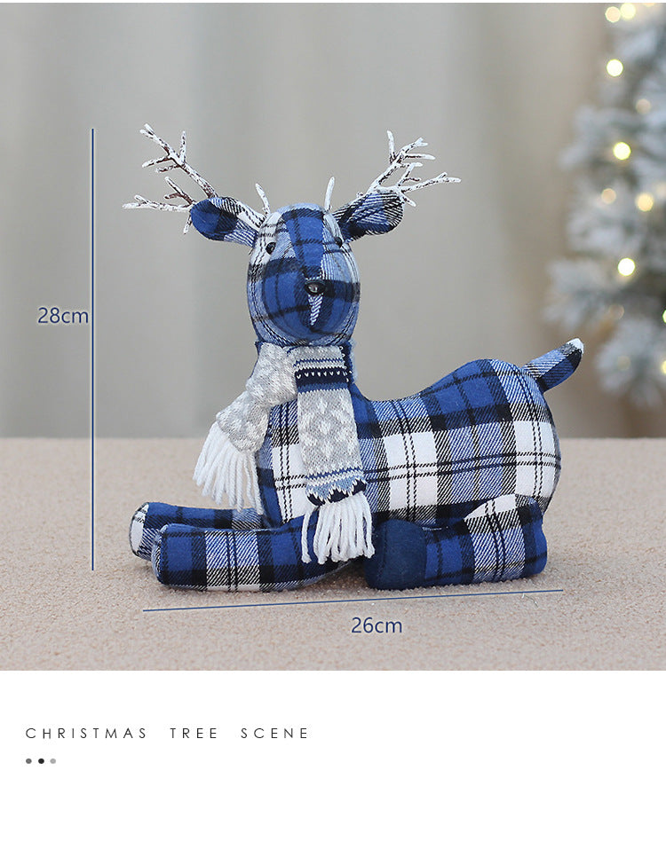 Christmas Decoration Standing Reindeer Figurine Desktop Ornament Window Display Christmas Fabric Deer Doll Decoration