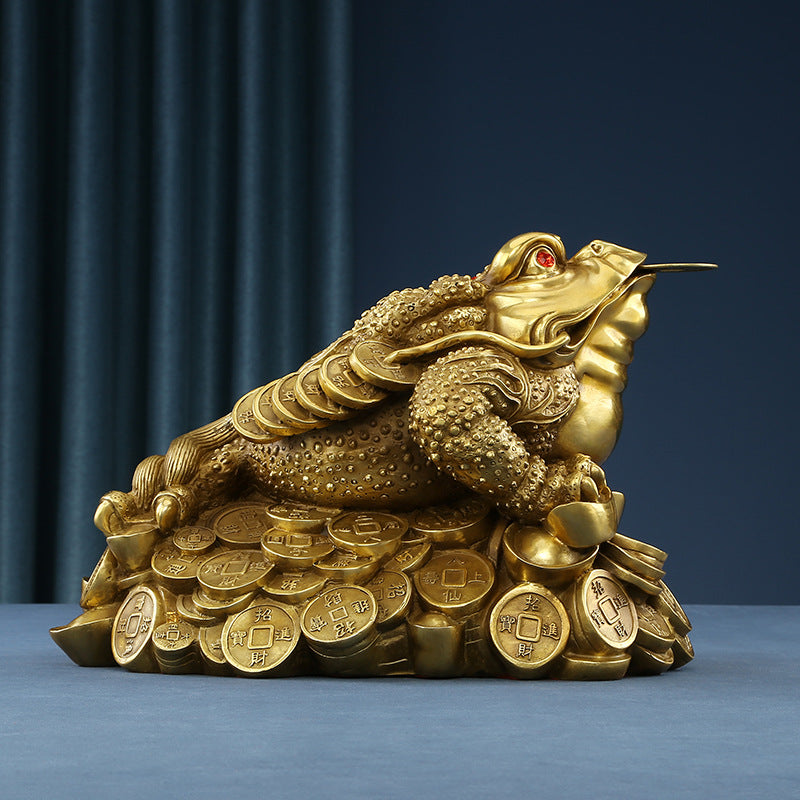 Brass Golden Toad Ornament Home Decor Craft Decoration Company Housewarming Opening Gift