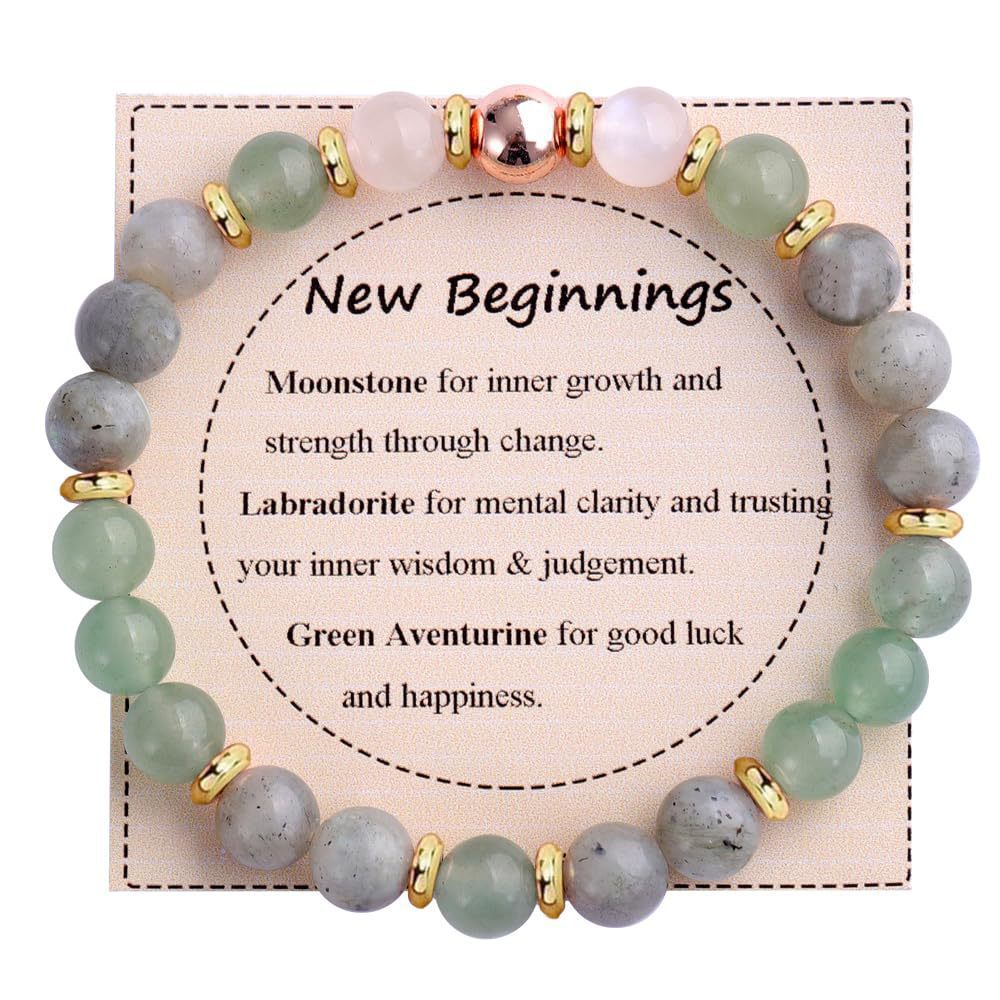 Strength" Triple Gemstone Bracelet - Amethyst, Aquamarine & Citrine Energy Bracelet for Women, Motivational Adjustable Gift