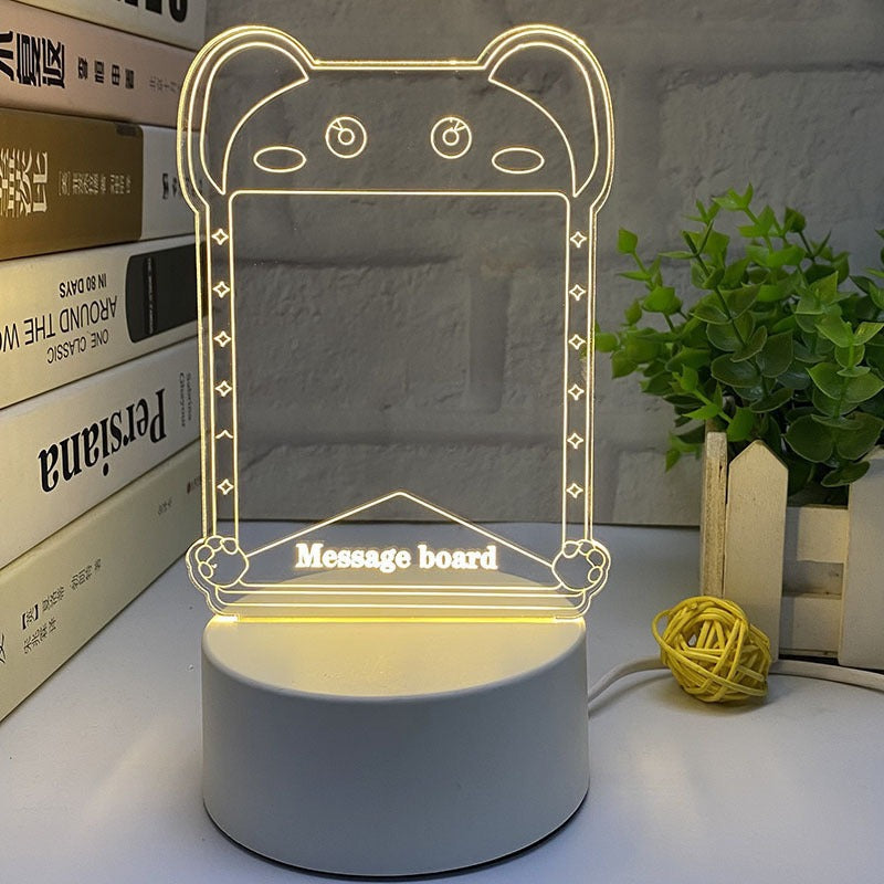 Hot-selling Internet Celebrity DIY Writing Tablet Night Light 3D Night light acrylic erasable luminous message board
